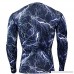 PKAWAY Mens Long Sleeve Camo Compression Shirt for Running Blue B07QGWLPR7